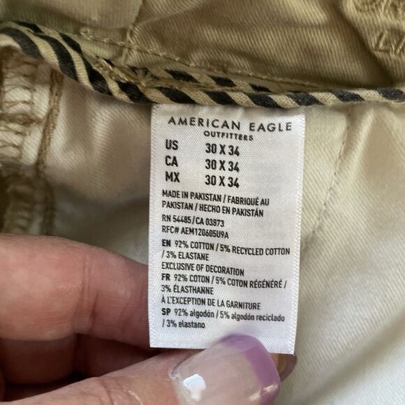 American Eagle ORIGINAL STRAIGHT LIVED IN KHAKI Pants Men’s 30x34 Tan FLEX - Picture 10 of 12